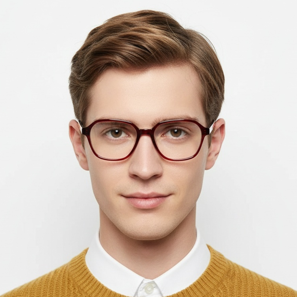 Geometric Red Acetate Glasses #BS2012-0685