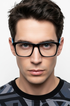 Rectangular Black Acetate Glasses #BS2012-0726