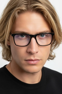 Gafas rectangulares de acetato negro #BS2012-0731