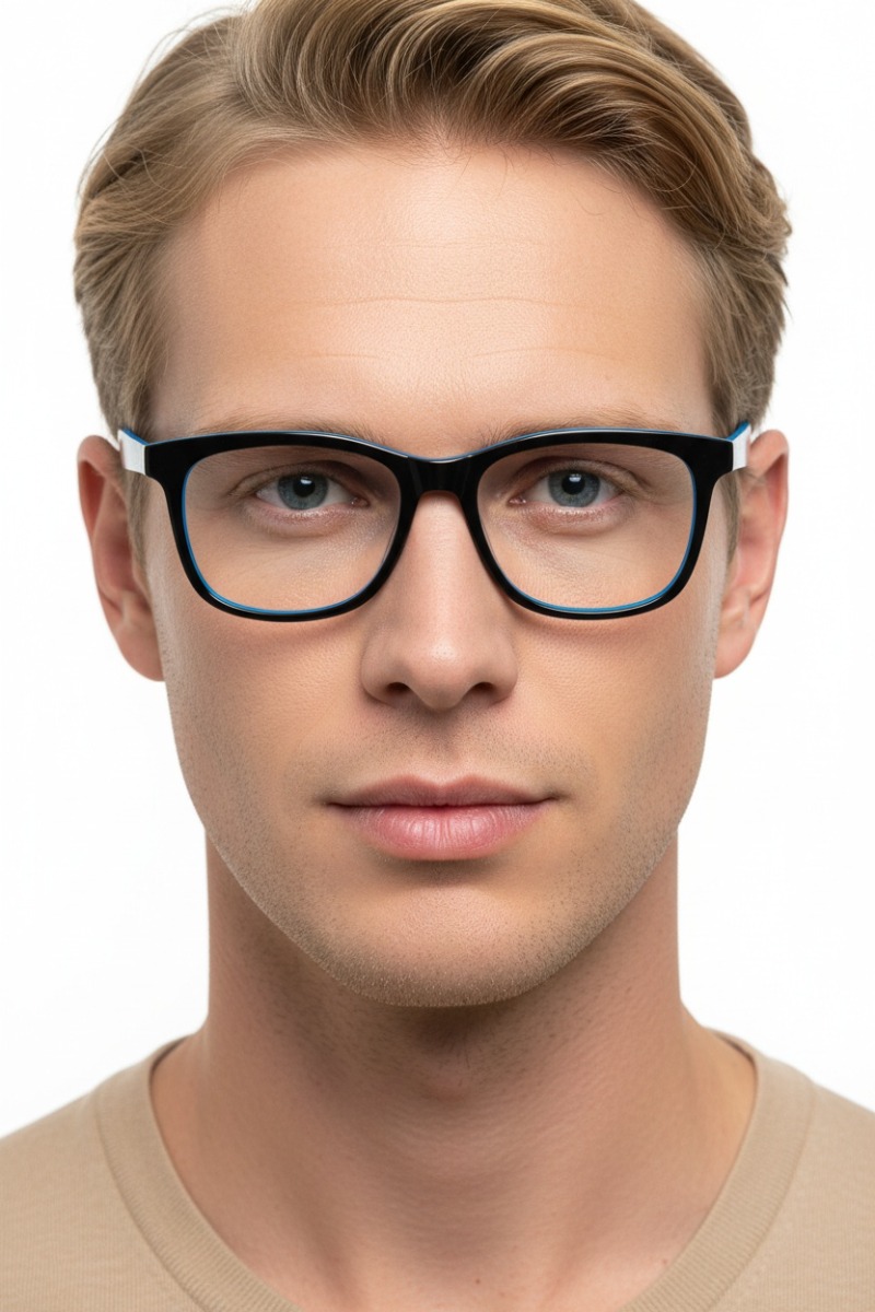 Rectangular Black Acetate Glasses #BS2012-0737