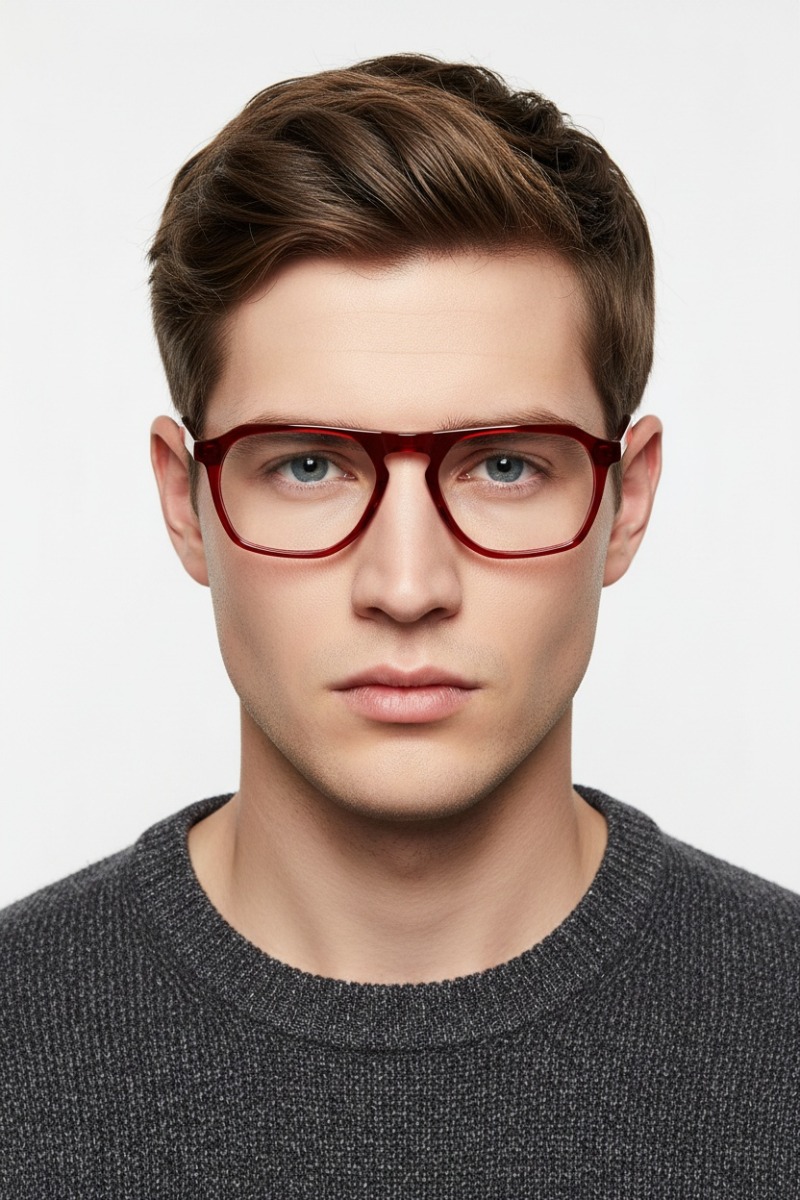 Aviator Red Acetate Glasses #BS2012-0764