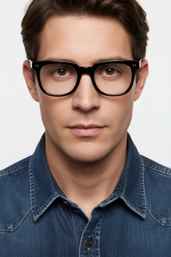 Rectangular Black Acetate Glasses #BS2012-0790