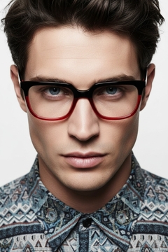 Rectangular Red Acetate Glasses #BS2012-0826