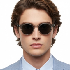 Ovale Sonnenbrille aus grauem Kunststoff #BS2503-0148