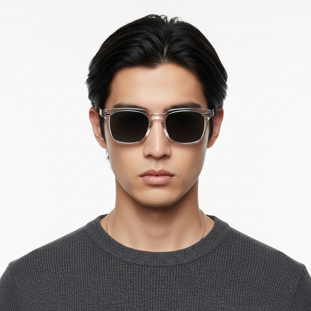 BS2503-0196_Transparent_Rectangular_Plastic_Sunglasses_model