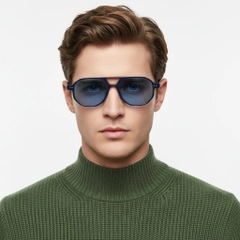 BS2503-0350_Blue_Aviator_Plastic_Sunglasses_model