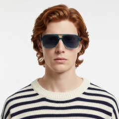 BS2503-0356_Blue_Aviator_Plastic_Sunglasses_model