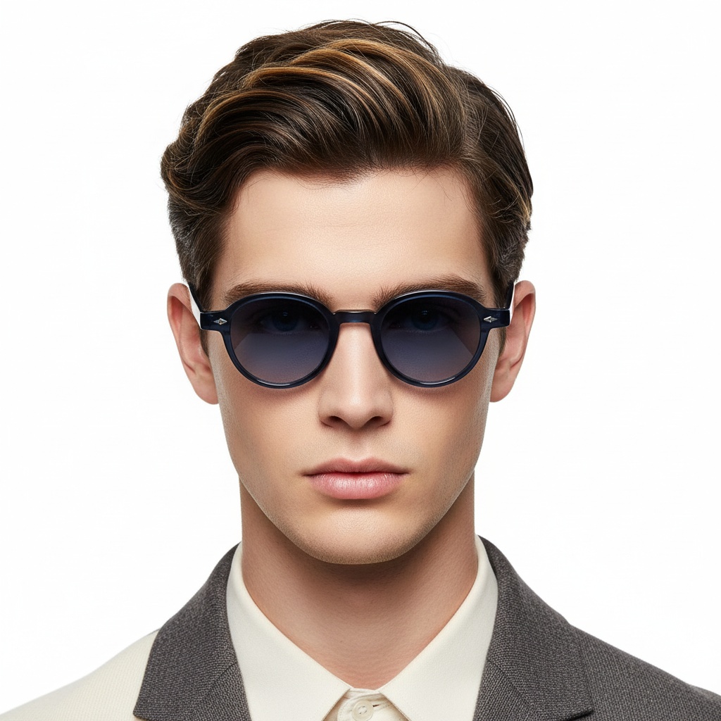 BS2503-0379_Blue_Oval_Plastic_Sunglasses_model
