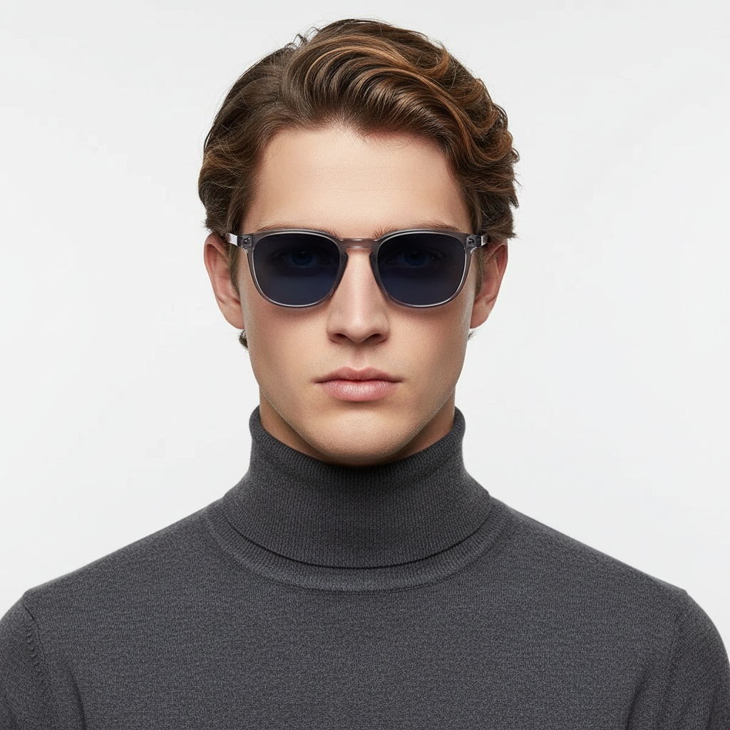 BS2503-0402_Purple_Rectangular_Plastic_Sunglasses_model