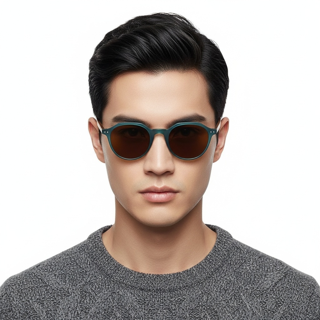 BS2503-0456_Green_Oval_Plastic_Sunglasses_model
