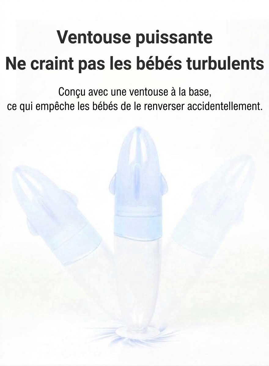 Biberon-cuillère doseuse MISUTA pour aliments pour bébés, 100 ml, en silicone souple, avec couvercle anti-poussière, sans BPA.