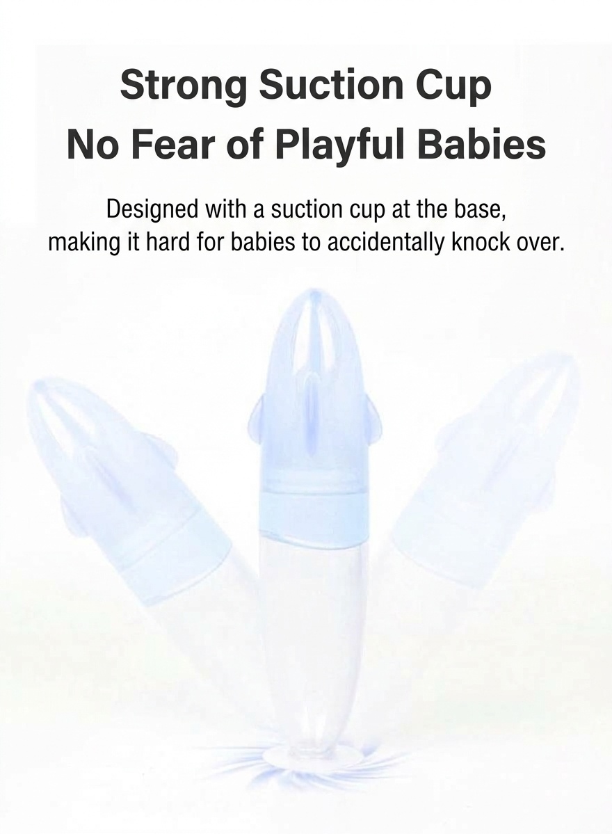 MISUTA Biberon con cucchiaio dosatore per alimenti per neonati, 100 ml, in morbido silicone, con coperchio antipolvere, senza BPA.