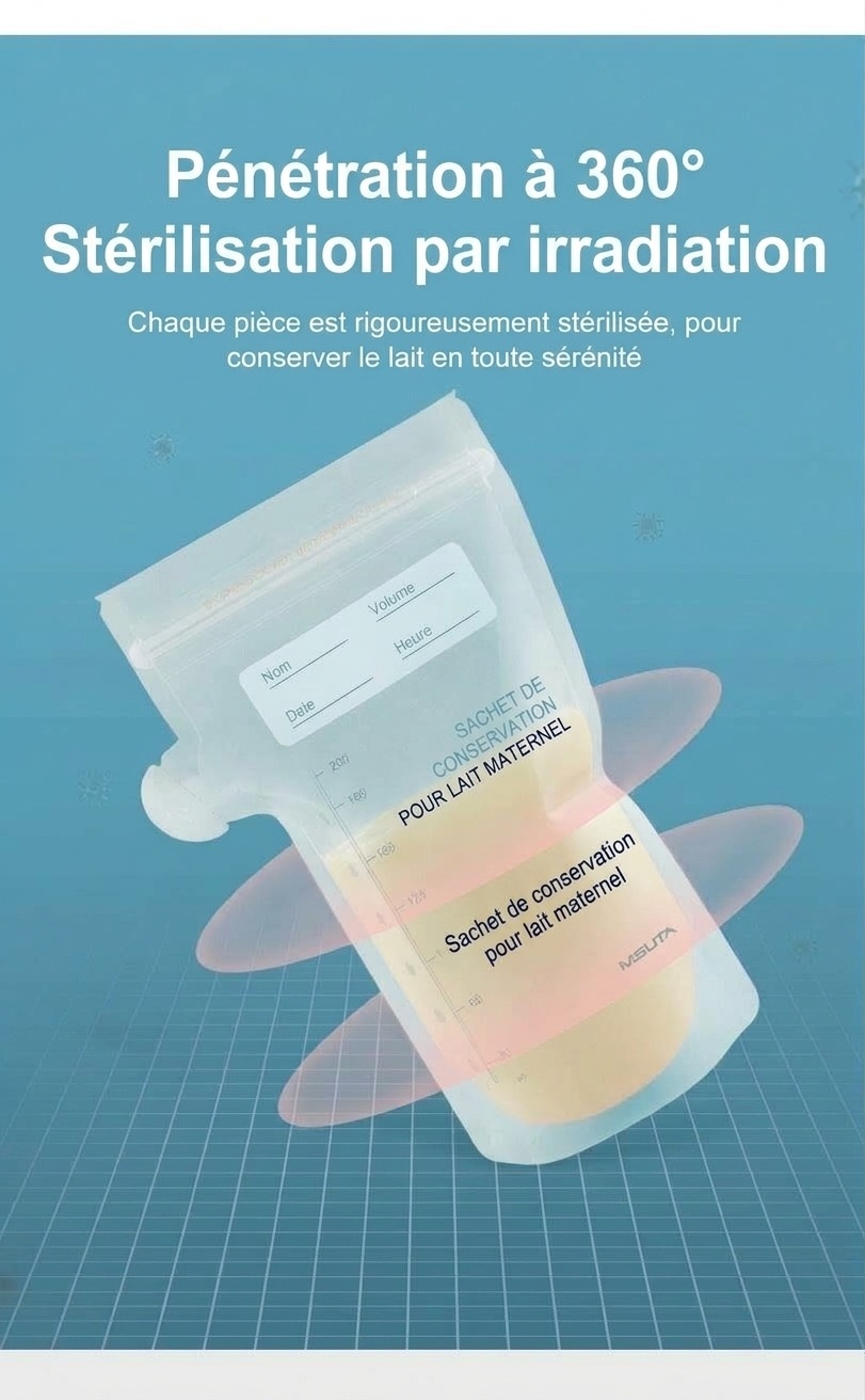Sachets de conservation de lait maternel MISUTA, pré-stérilisés, autoportants, à double fermeture éclair, étanches et compatibles avec le congélateur (paquet de 30, 200 ml)