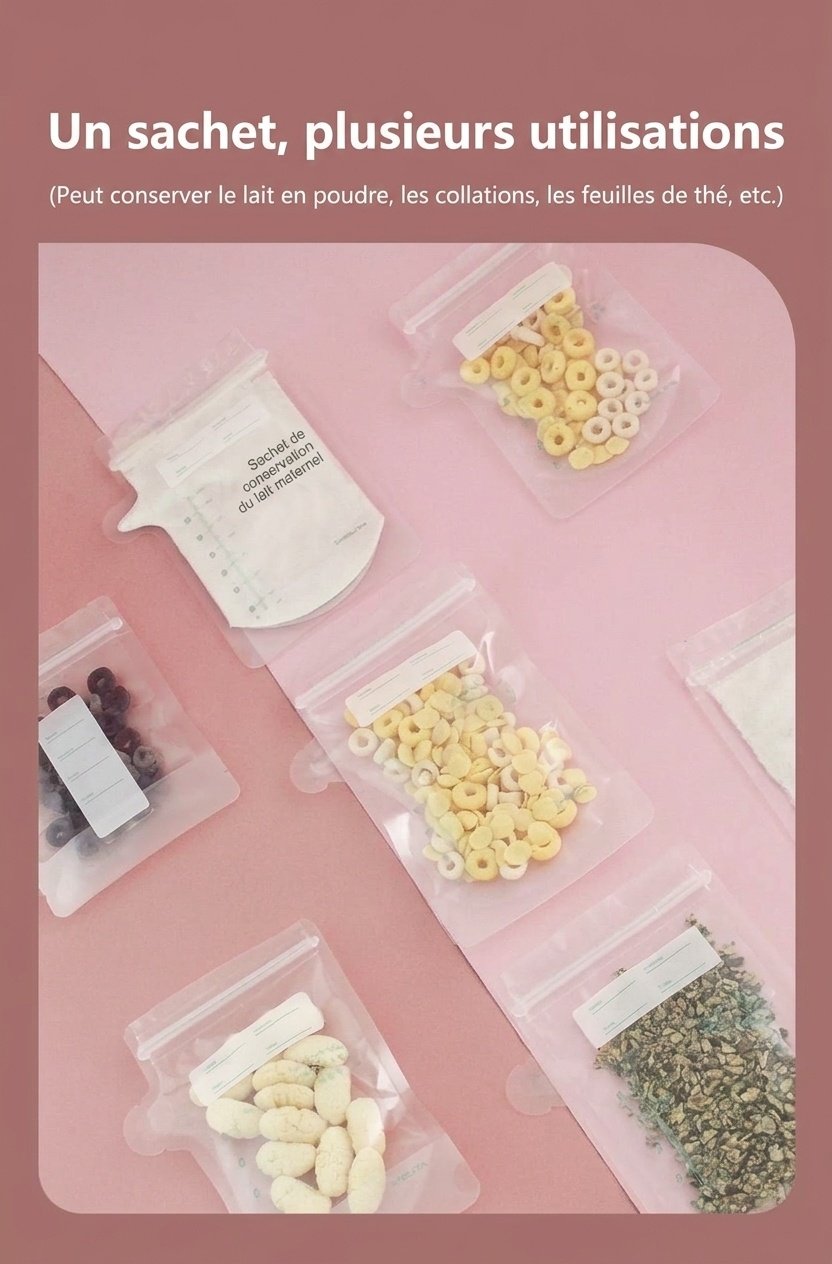 Sachets de conservation de lait maternel MISUTA, pré-stérilisés, autoportants, à double fermeture éclair, étanches et compatibles avec le congélateur (paquet de 30, 200 ml)
