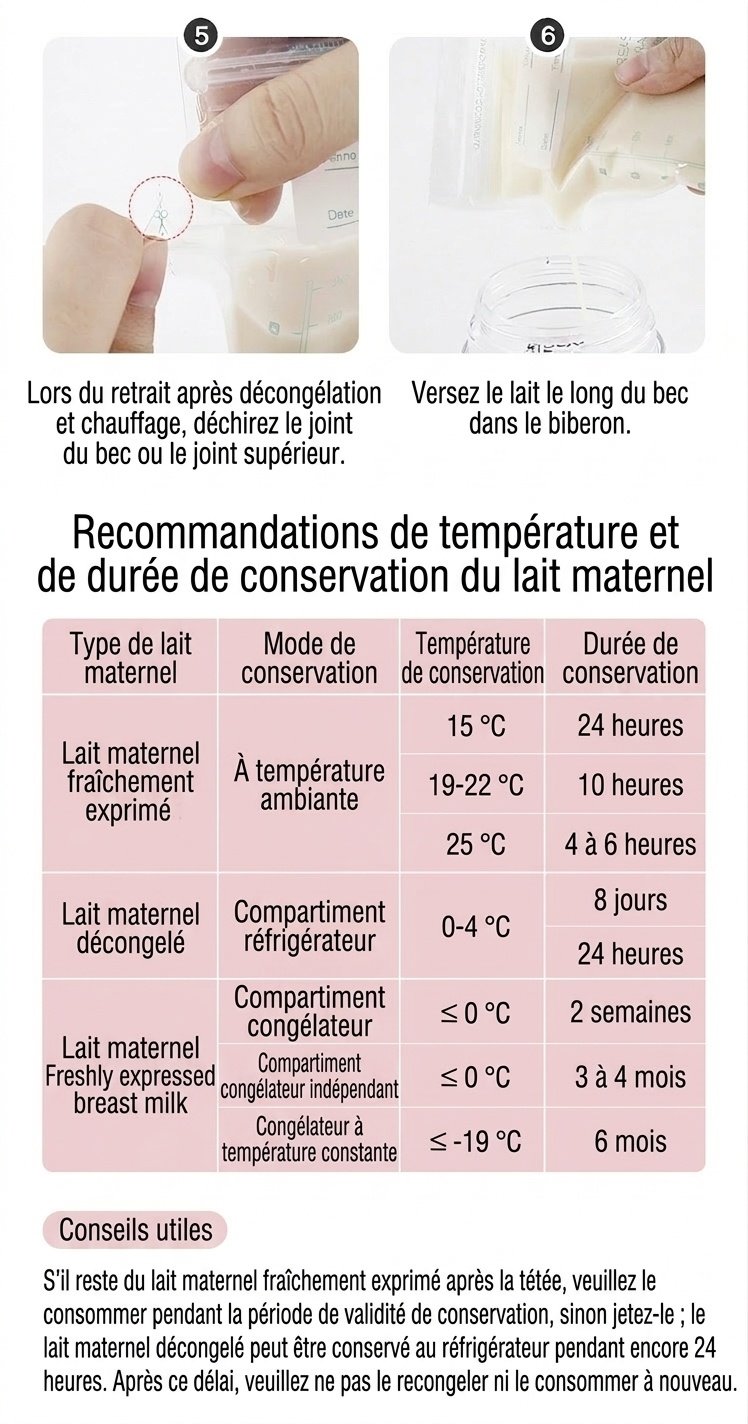 Sachets de conservation de lait maternel MISUTA, pré-stérilisés, autoportants, à double fermeture éclair, étanches et compatibles avec le congélateur (paquet de 30, 200 ml)