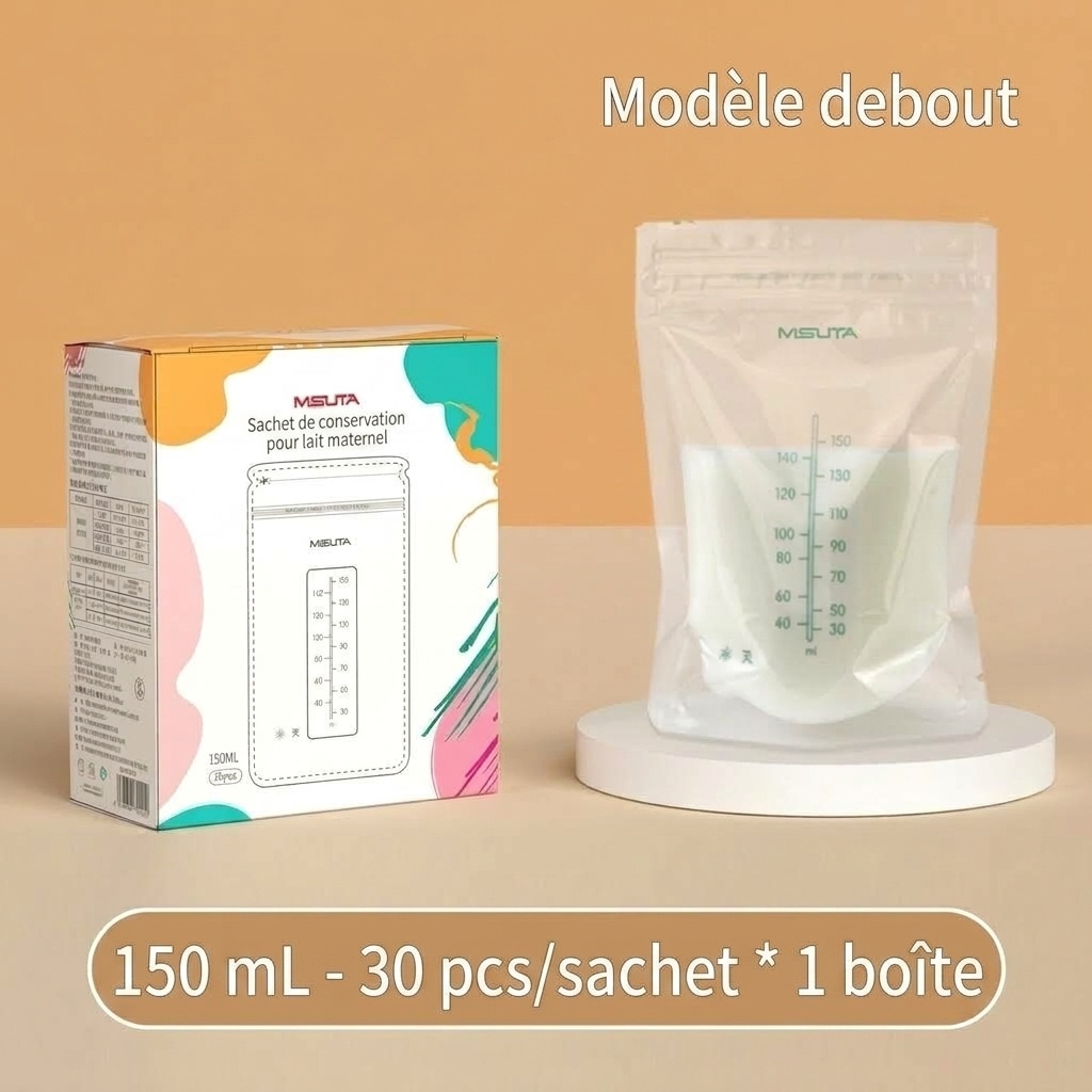Sachets de conservation de lait maternel MISUTA, pré-stérilisés, autoportants, à double fermeture éclair, étanches et compatibles avec le congélateur (paquet de 30, 200 ml)