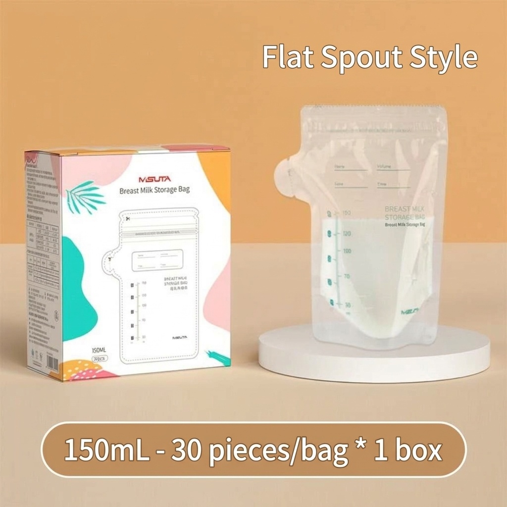 MISUTA Sacchetti per la conservazione del latte materno, pre-sterilizzati, autoportanti, con doppia chiusura a zip, a prova di perdite, adatti al congelatore (confezione da 30, 200 ml)