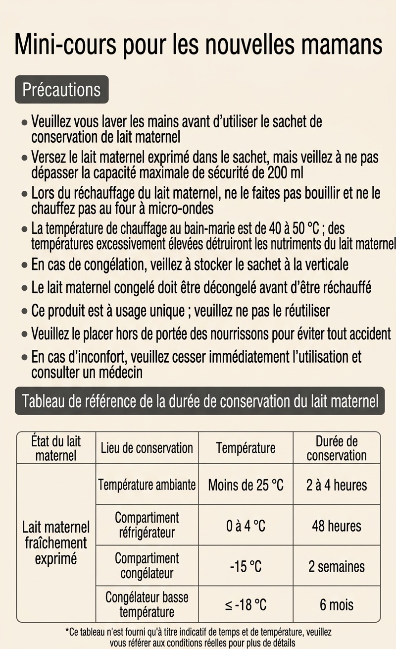 Sachets de conservation de lait maternel MISUTA avec adaptateurs pour tire-lait, sachets de 200 ml pré-stérilisés pour tirer et donner le lait, étanches (paquet de 20)