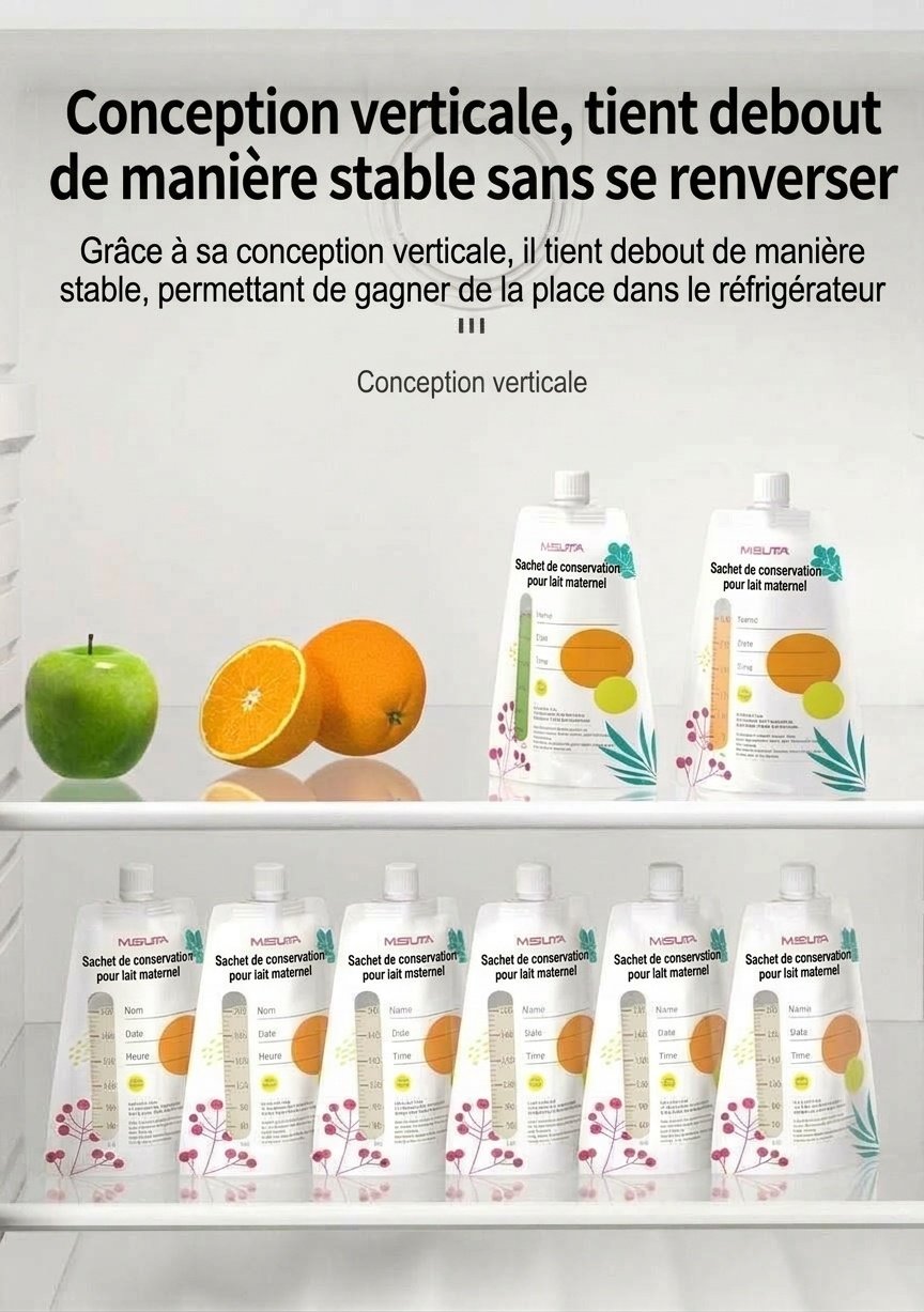Sachets de conservation de lait maternel MISUTA avec adaptateurs pour tire-lait, sachets de 200 ml pré-stérilisés pour tirer et donner le lait, étanches (paquet de 20)