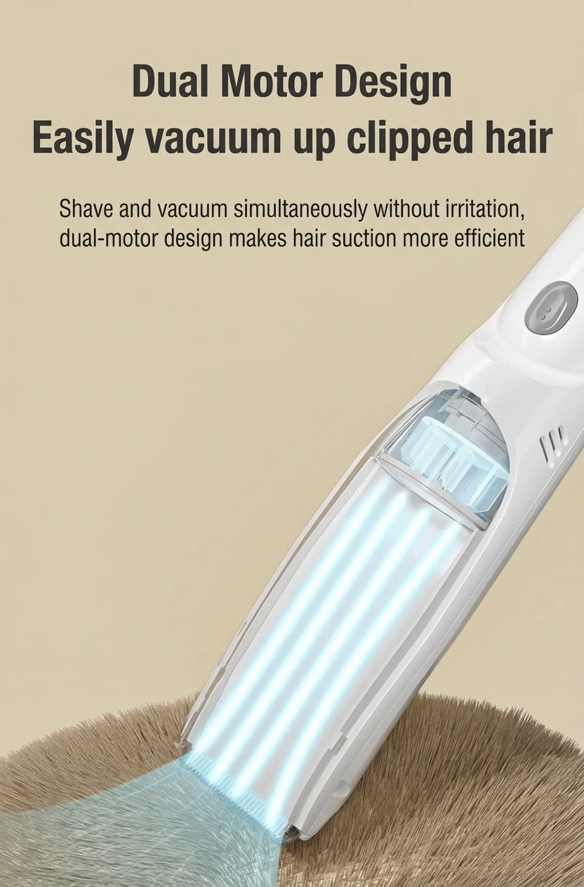 Tagliacapelli per neonati MISUTA ultra silenzioso con aspirazione dei capelli, lama in ceramica impermeabile IPX7, senza fili.
