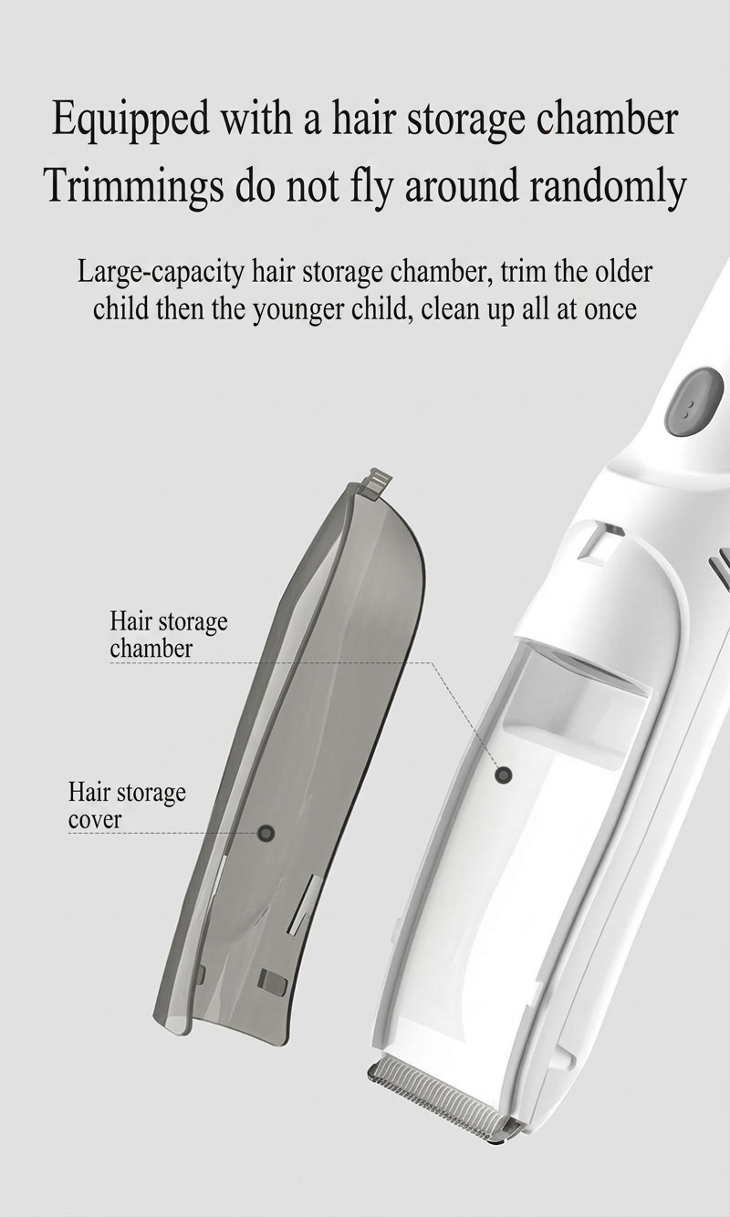 Tagliacapelli per neonati MISUTA ultra silenzioso con aspirazione dei capelli, lama in ceramica impermeabile IPX7, senza fili.