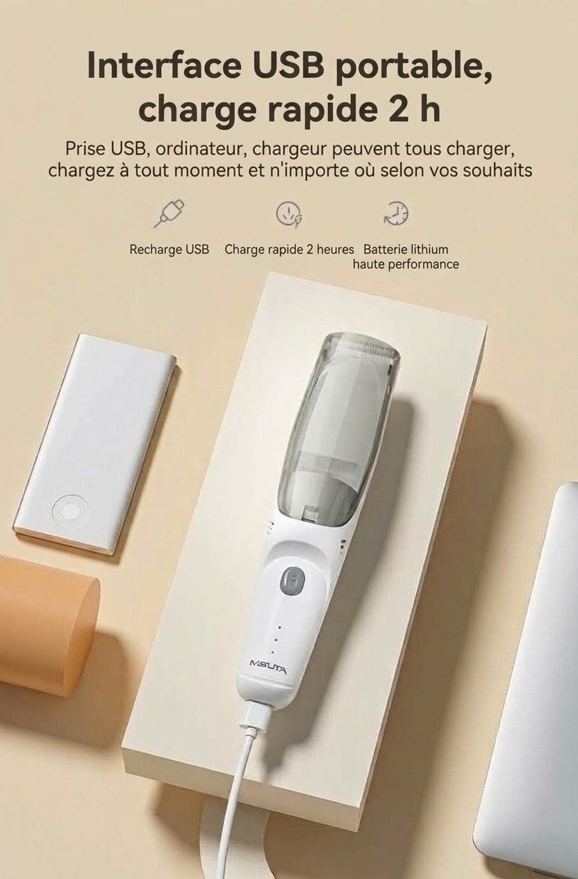 Tondeuse à cheveux pour bébé MISUTA ultra-silencieuse avec aspiration des cheveux, étanche IPX7, lame en céramique, sans fil