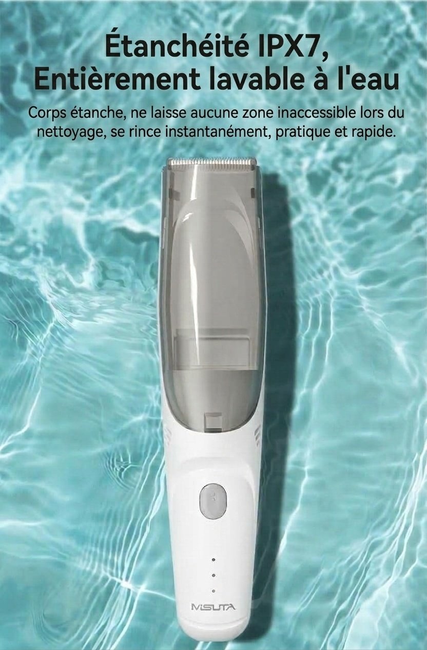 Tondeuse à cheveux pour bébé MISUTA ultra-silencieuse avec aspiration des cheveux, étanche IPX7, lame en céramique, sans fil