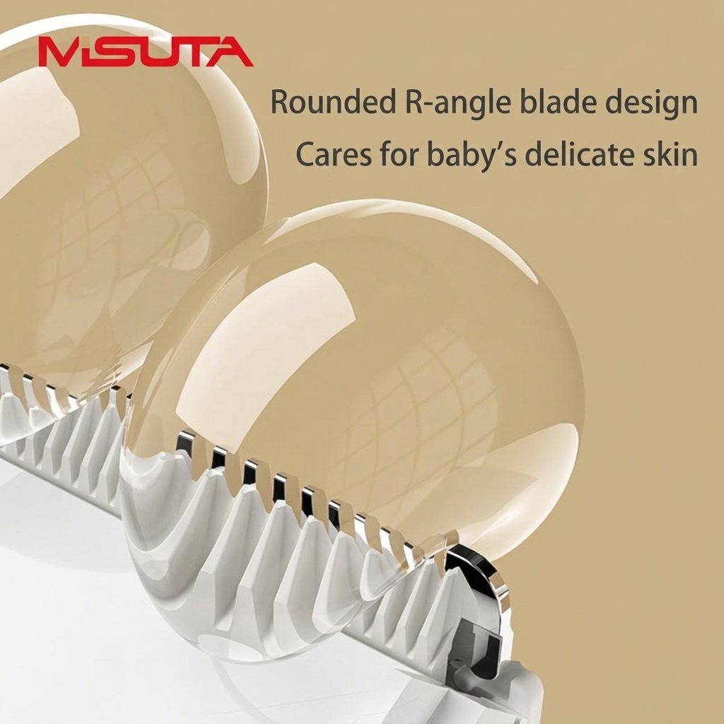 Tagliacapelli per neonati MISUTA ultra silenzioso con aspirazione dei capelli, lama in ceramica impermeabile IPX7, senza fili.