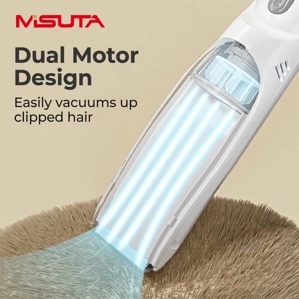 Tagliacapelli per neonati MISUTA ultra silenzioso con aspirazione dei capelli, lama in ceramica impermeabile IPX7, senza fili.