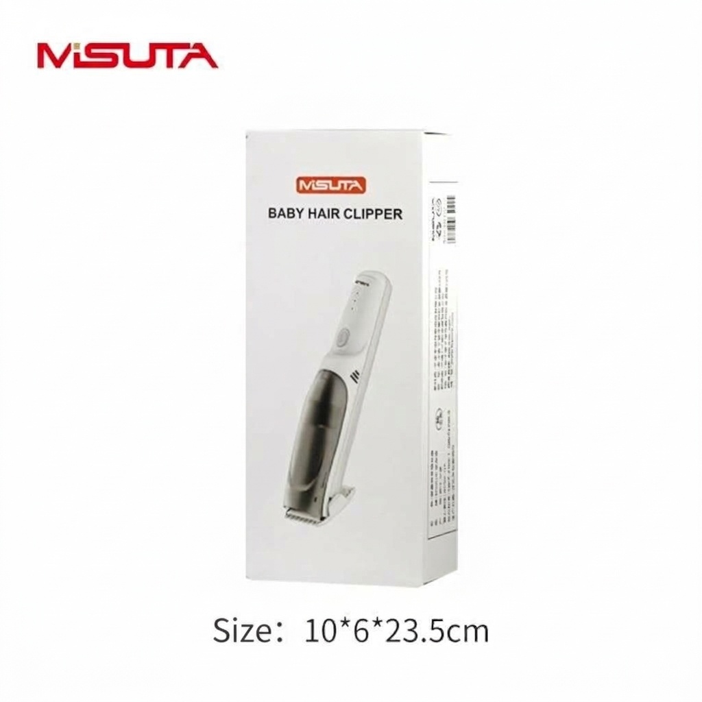 Tagliacapelli per neonati MISUTA ultra silenzioso con aspirazione dei capelli, lama in ceramica impermeabile IPX7, senza fili.
