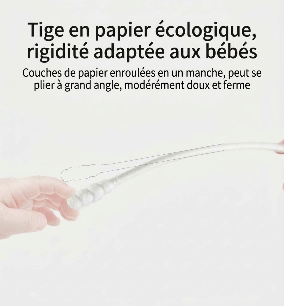 Cotons-tiges pour bébé MISUTA, paquet de 400, à double embout de sécurité, ultra-fins (3,5 mm), pour le nettoyage des oreilles et du nez des nourrissons