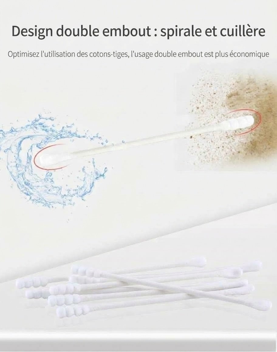 Cotons-tiges pour bébé MISUTA, paquet de 400, à double embout de sécurité, ultra-fins (3,5 mm), pour le nettoyage des oreilles et du nez des nourrissons