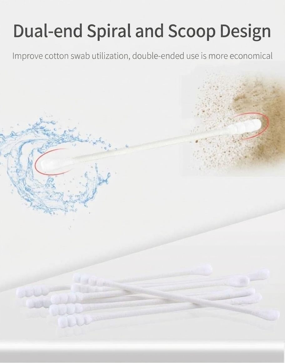 MISUTA Tamponi di cotone per neonati, confezione da 400 pezzi, bastoncini di cotone a doppia punta di sicurezza, tamponi ultra sottili da 3,5 mm per la pulizia di orecchie e naso dei neonati
