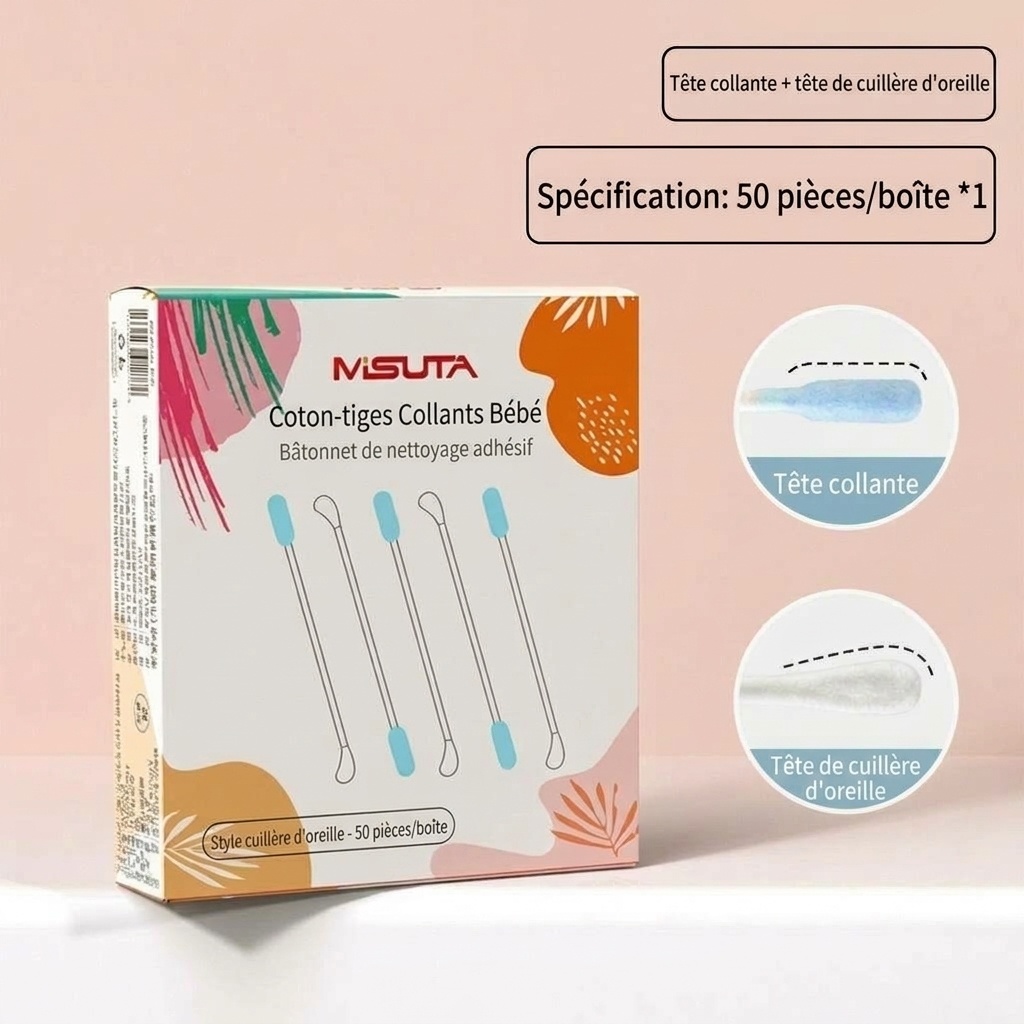 Cotons-tiges pour bébé MISUTA, paquet de 400, à double embout de sécurité, ultra-fins (3,5 mm), pour le nettoyage des oreilles et du nez des nourrissons