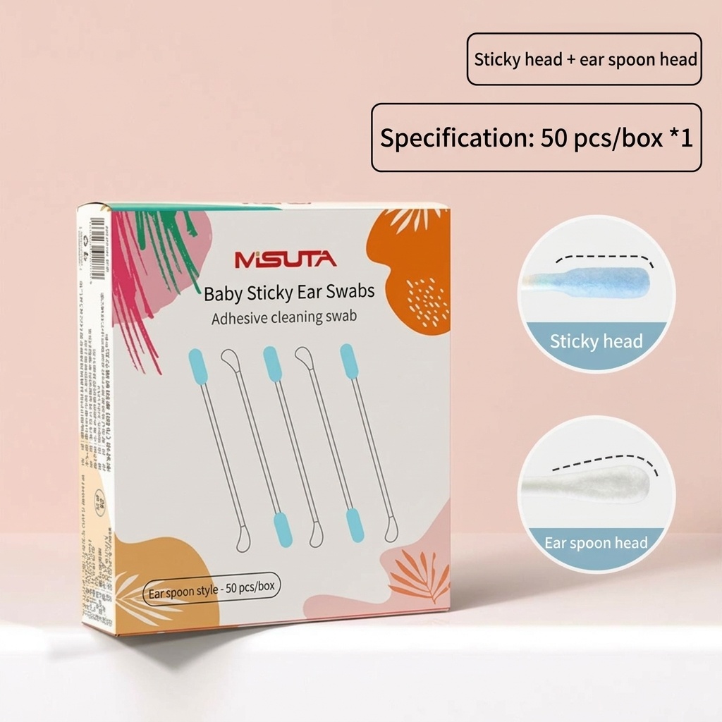 MISUTA Tamponi di cotone per neonati, confezione da 400 pezzi, bastoncini di cotone a doppia punta di sicurezza, tamponi ultra sottili da 3,5 mm per la pulizia di orecchie e naso dei neonati