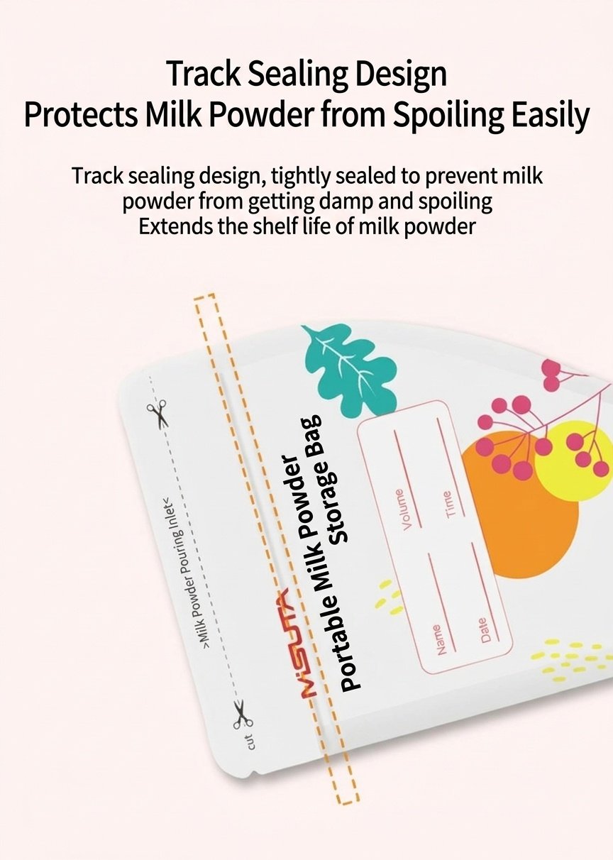 MISUTA Sacchetti portatili per la conservazione del latte in polvere, confezione da 30 bustine monouso pre-sterilizzate per dispenser da viaggio (50 g / 300 ml)