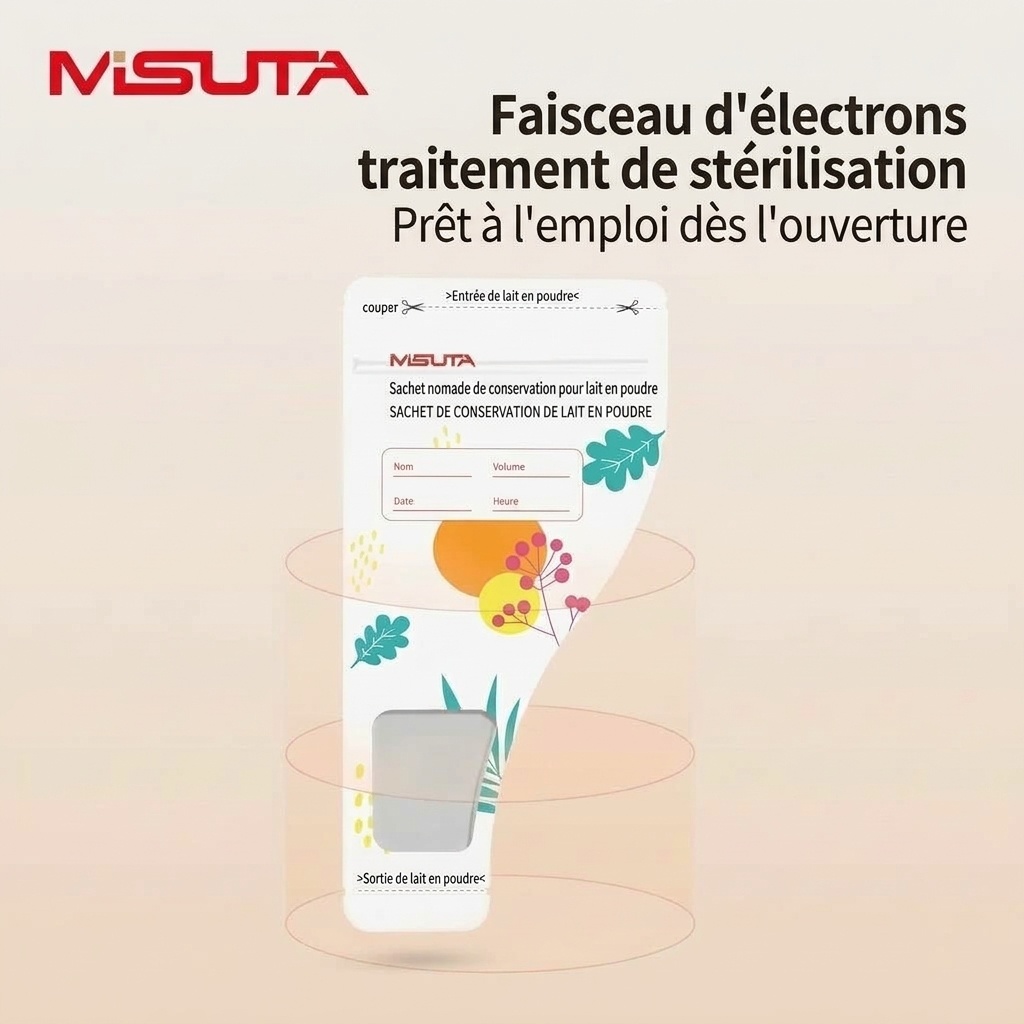 Sachets de conservation portables pour lait en poudre MISUTA, 30 sachets stérilisés jetables pour les voyages (50 g / 300 ml)