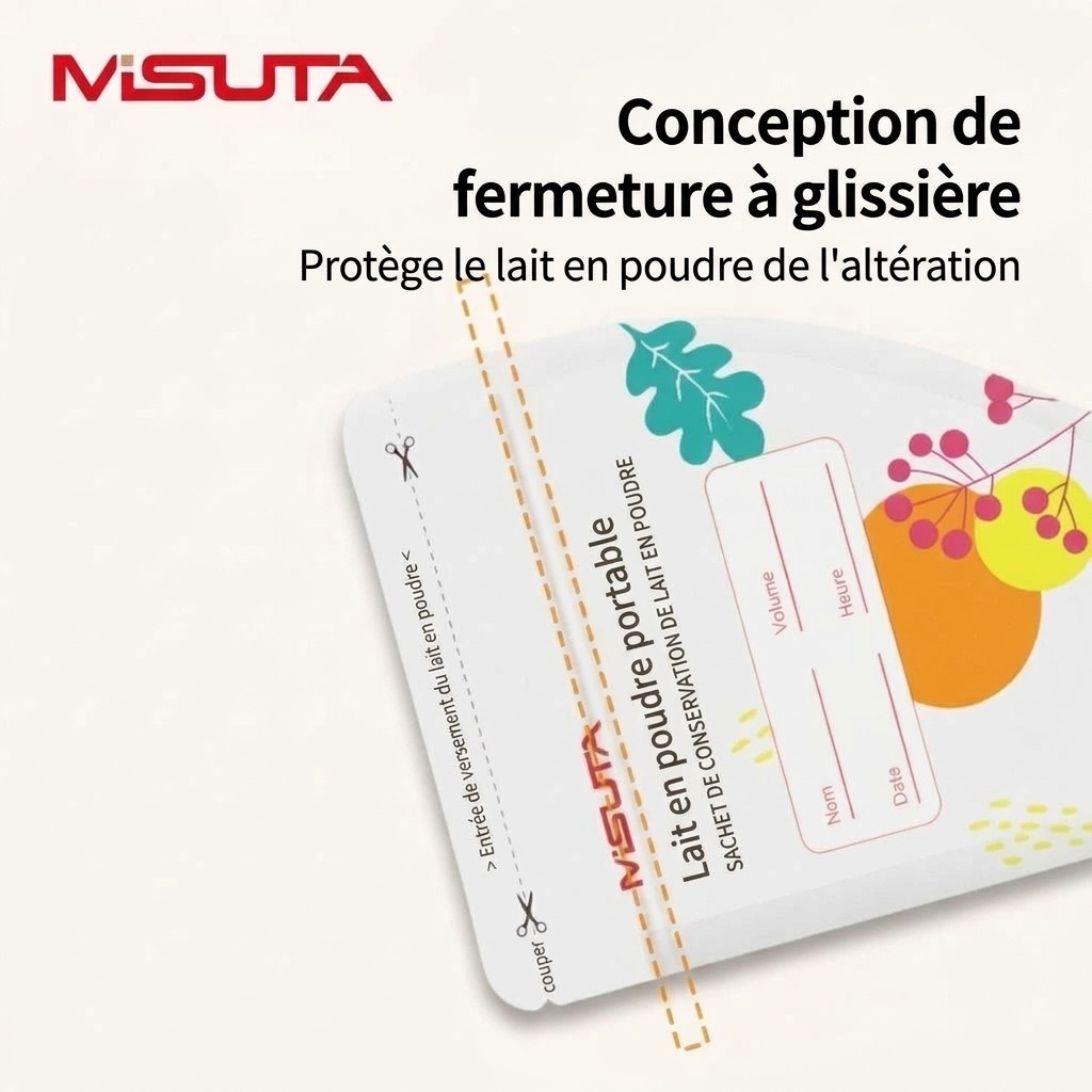 Sachets de conservation portables pour lait en poudre MISUTA, 30 sachets stérilisés jetables pour les voyages (50 g / 300 ml)