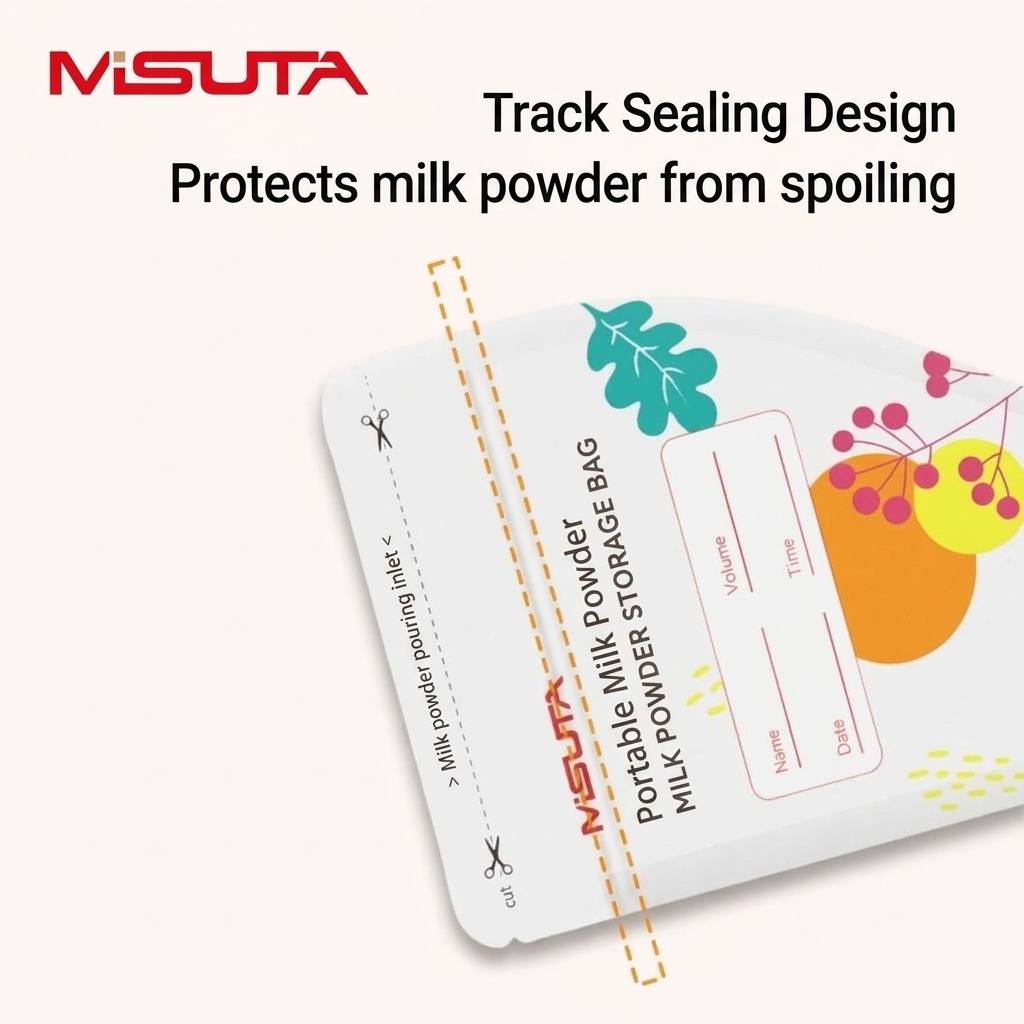 MISUTA Sacchetti portatili per la conservazione del latte in polvere, confezione da 30 bustine monouso pre-sterilizzate per dispenser da viaggio (50 g / 300 ml)