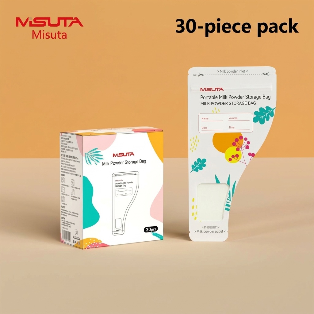 MISUTA Sacchetti portatili per la conservazione del latte in polvere, confezione da 30 bustine monouso pre-sterilizzate per dispenser da viaggio (50 g / 300 ml)