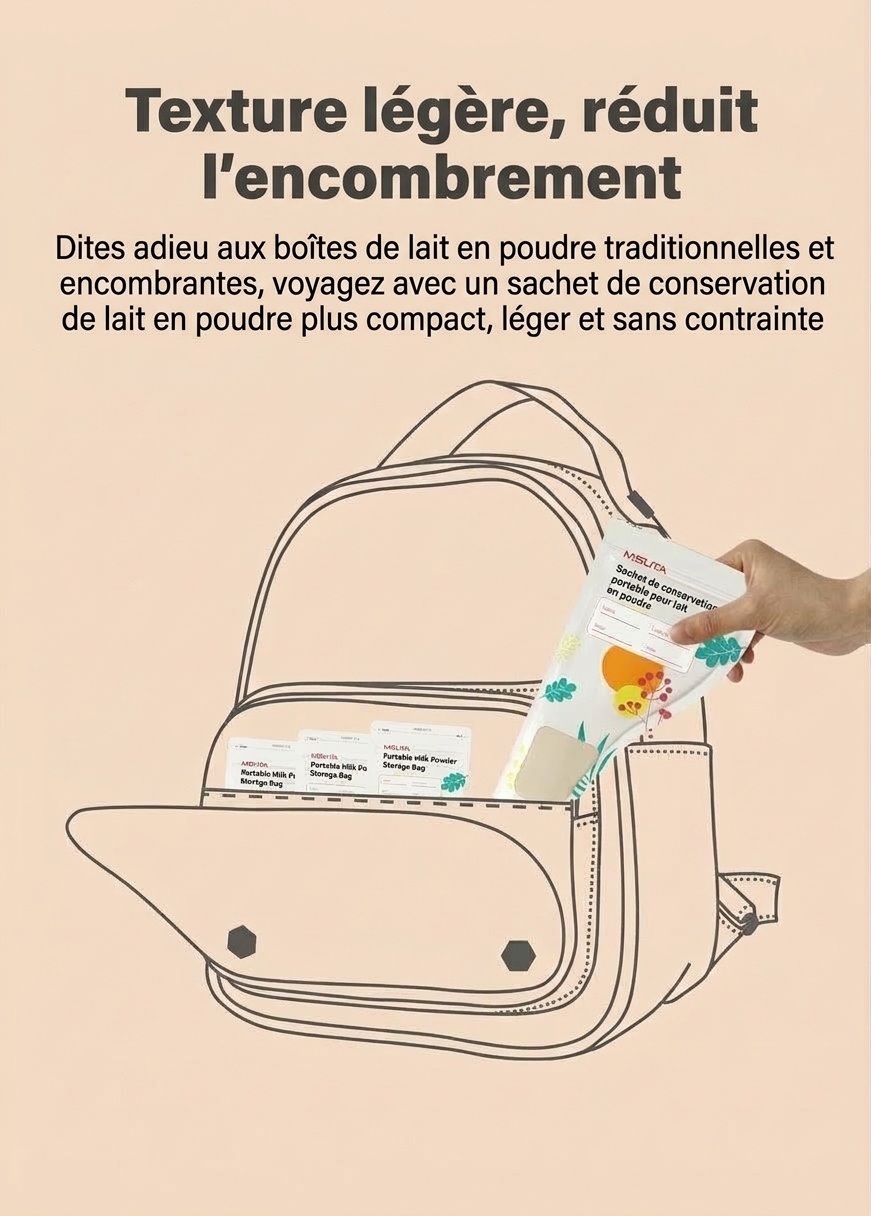 Sachets de conservation portables pour lait en poudre MISUTA, 30 sachets stérilisés jetables pour les voyages (50 g / 300 ml)