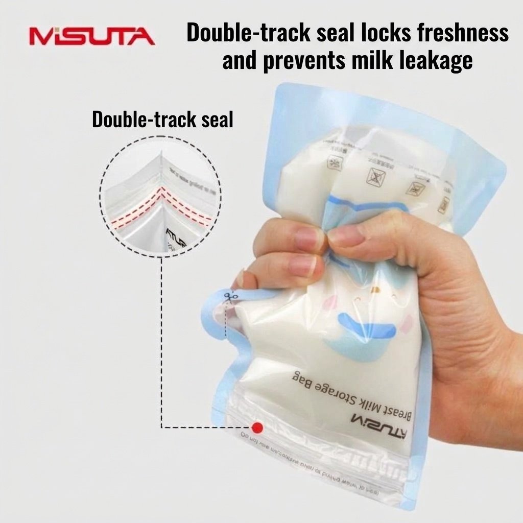 MISUTA Sacchetti per la conservazione del latte materno con sensore di temperatura, 250 ml, pre-sterilizzati, con indicatore termico, ideali per il congelamento (confezione da 30)