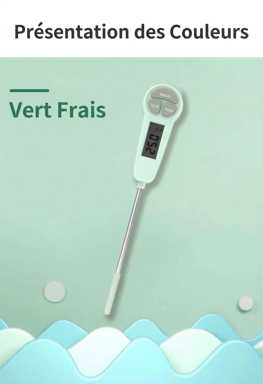 Thermomètre alimentaire numérique à lecture instantanée MISUTA, thermomètre de cuisson à réponse rapide pour la viande et le lait infantile avec sonde en acier inoxydable 304