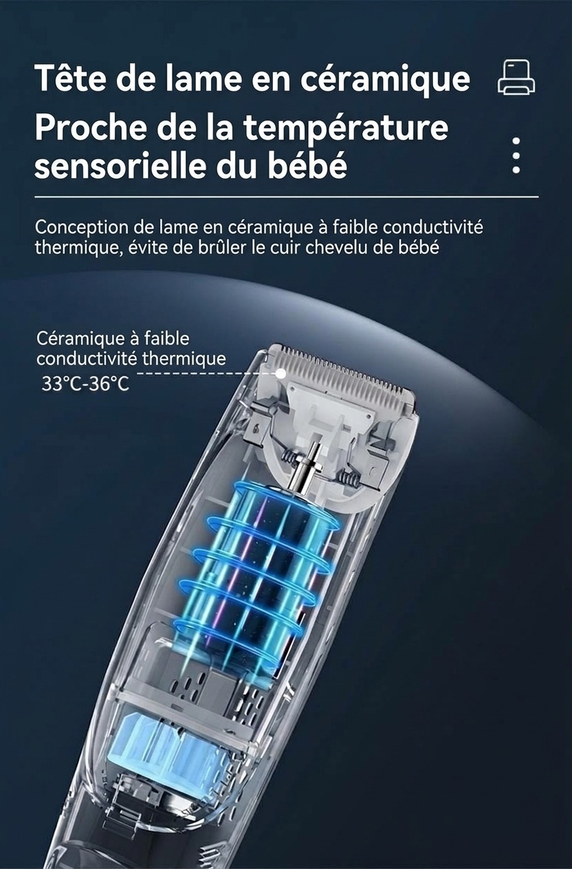 Tondeuse à cheveux pour bébé MISUTA Cute Cat à double moteur avec aspirateur intégré, silencieuse, étanche et sans fil, kit de toilettage pour nourrissons