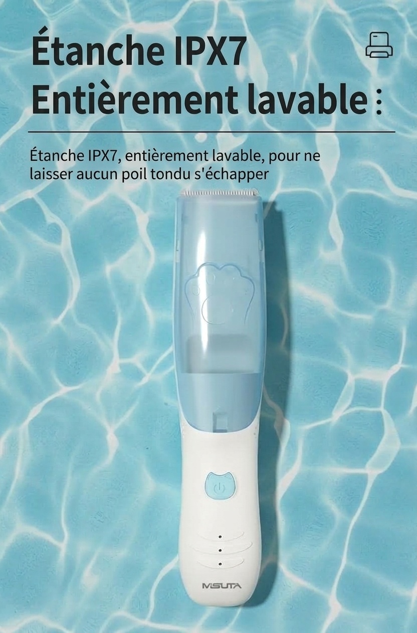 Tondeuse à cheveux pour bébé MISUTA Cute Cat à double moteur avec aspirateur intégré, silencieuse, étanche et sans fil, kit de toilettage pour nourrissons