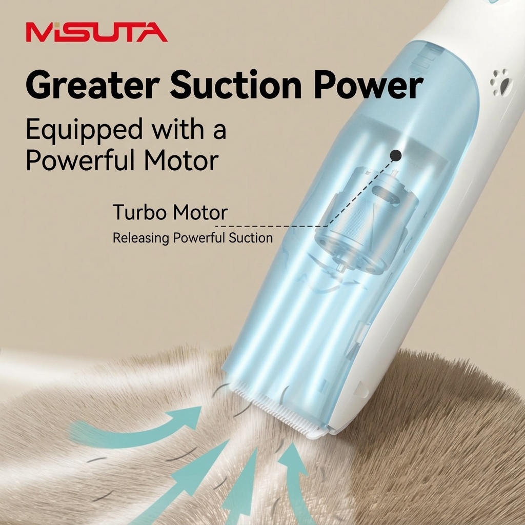 MISUTA Tagliacapelli per neonati con doppio motore e design a forma di gatto carino, silenzioso, impermeabile, senza fili, kit per la toelettatura.