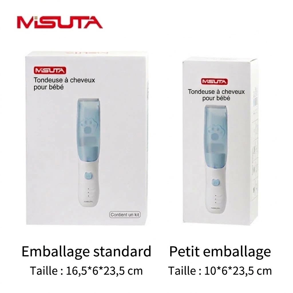 Tondeuse à cheveux pour bébé MISUTA Cute Cat à double moteur avec aspirateur intégré, silencieuse, étanche et sans fil, kit de toilettage pour nourrissons