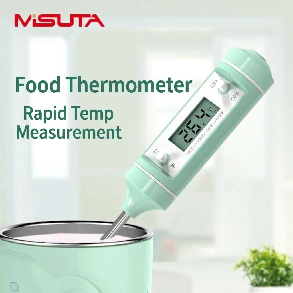 Termometro digitale da cucina MISUTA, termometro a lettura istantanea per latte artificiale e alimenti con sonda LCD, colore verde macaron.