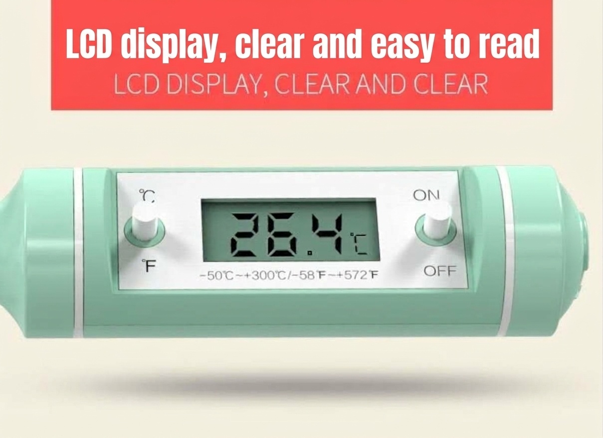 Termometro digitale da cucina MISUTA, termometro a lettura istantanea per latte artificiale e alimenti con sonda LCD, colore verde macaron.