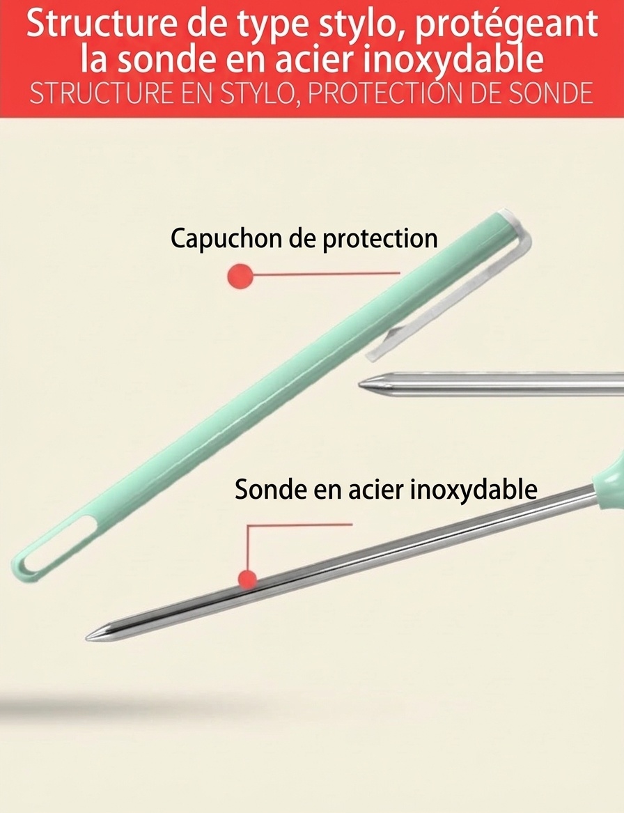 Thermomètre de cuisine numérique MISUTA, thermomètre à lecture instantanée pour le lait et les aliments de bébé, avec sonde et écran LCD, vert macaron.